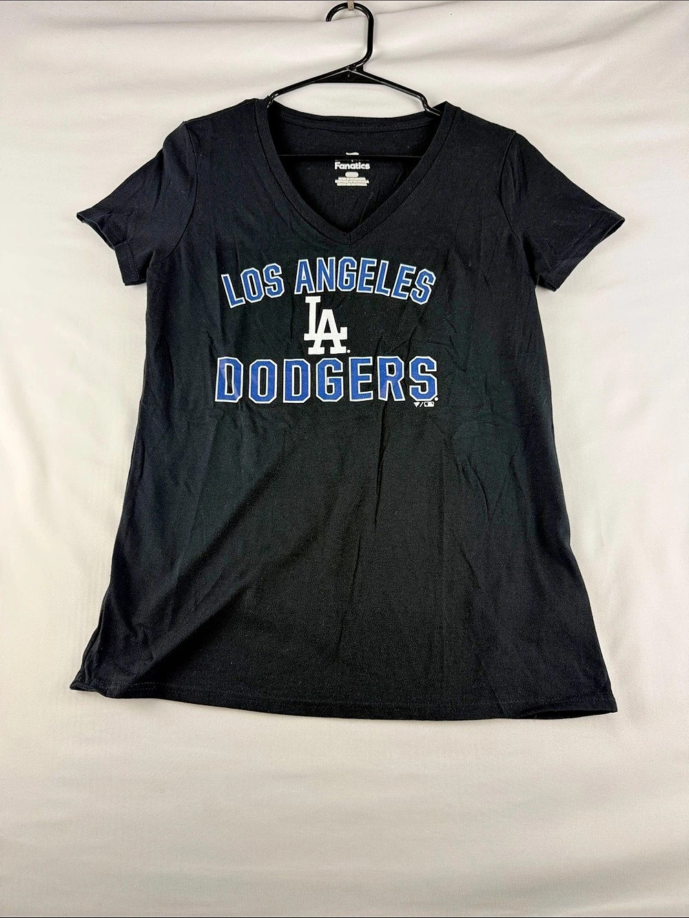 Fanatics MLB Los Angeles Dodgers Black V-Neck T-Shirt Women's Size L NWOT